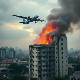 avião atinge prédio